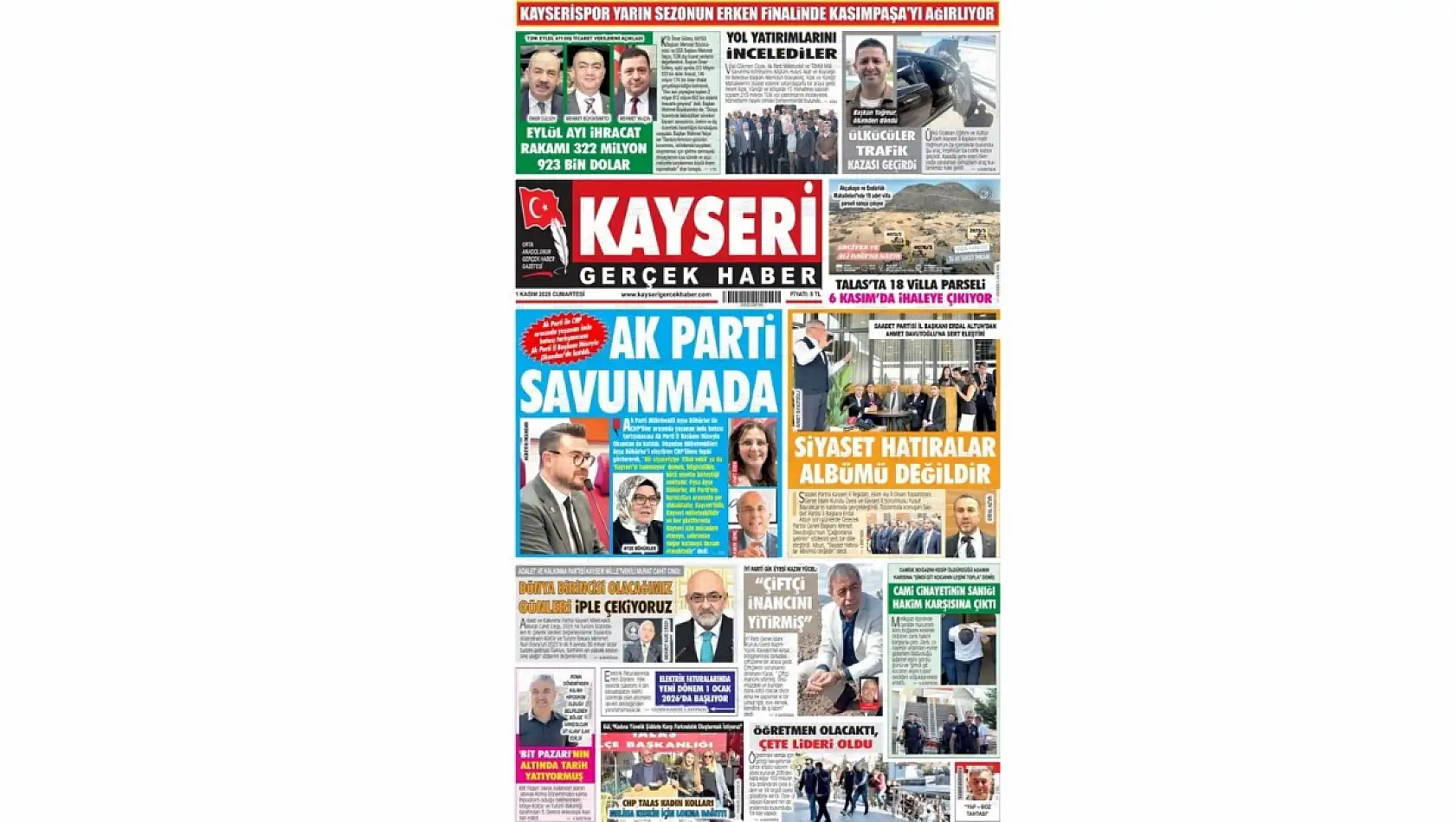 Kayseri gazetelerinde 1 Kasım manşeti ne oldu?  İşte öne çıkan başlıklar!