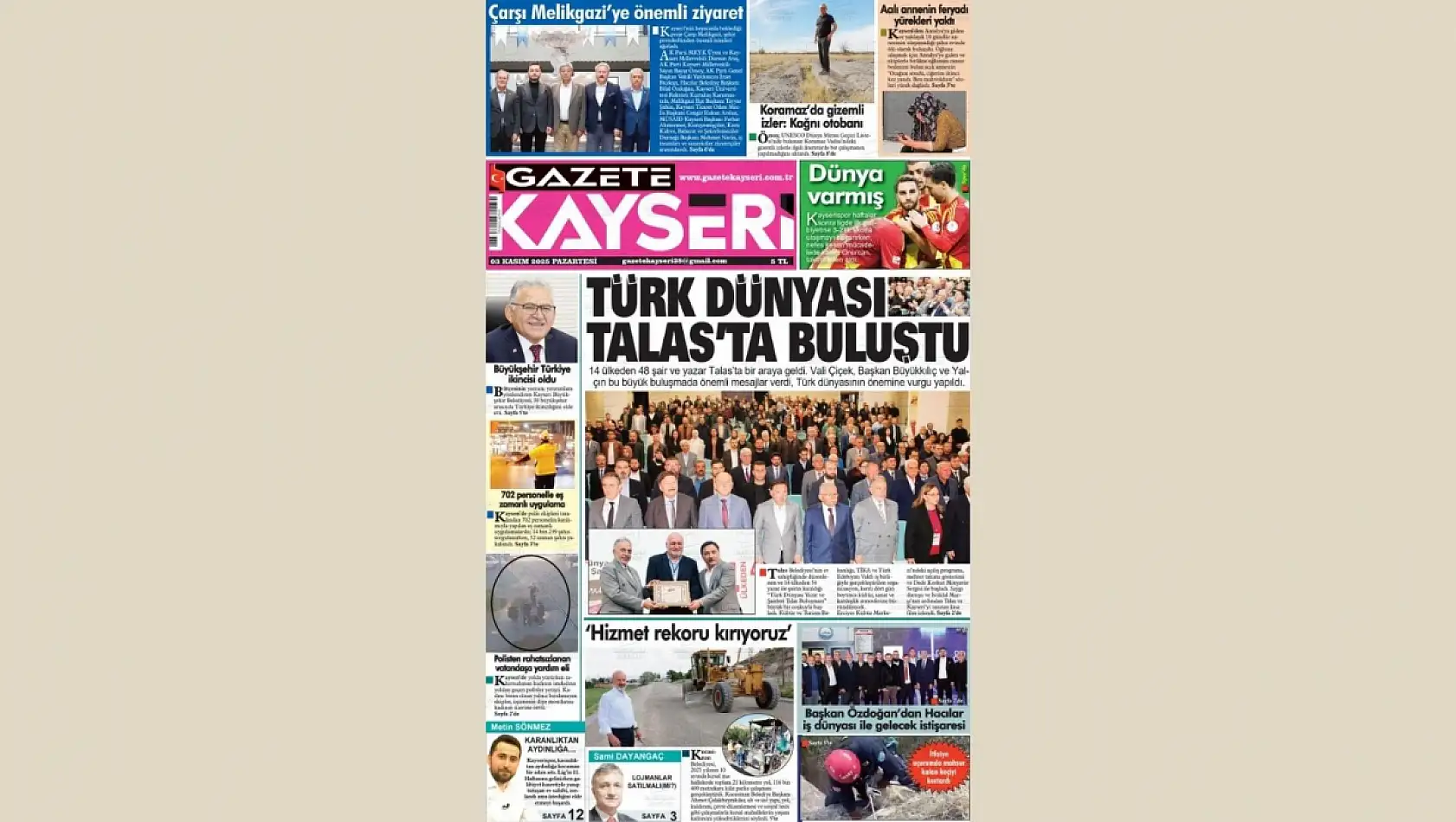 Kayseri'nin 3 Kasım gündemi ne oldu? İşte gazetelerde ön çıkan manşetler!