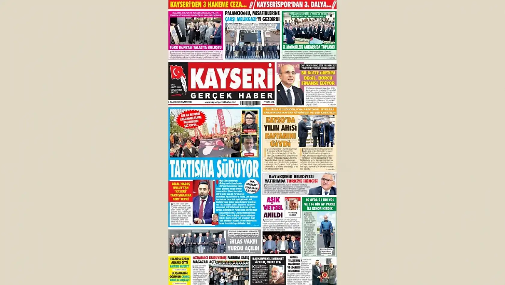 Kayseri'nin 3 Kasım gündemi ne oldu? İşte gazetelerde ön çıkan manşetler!