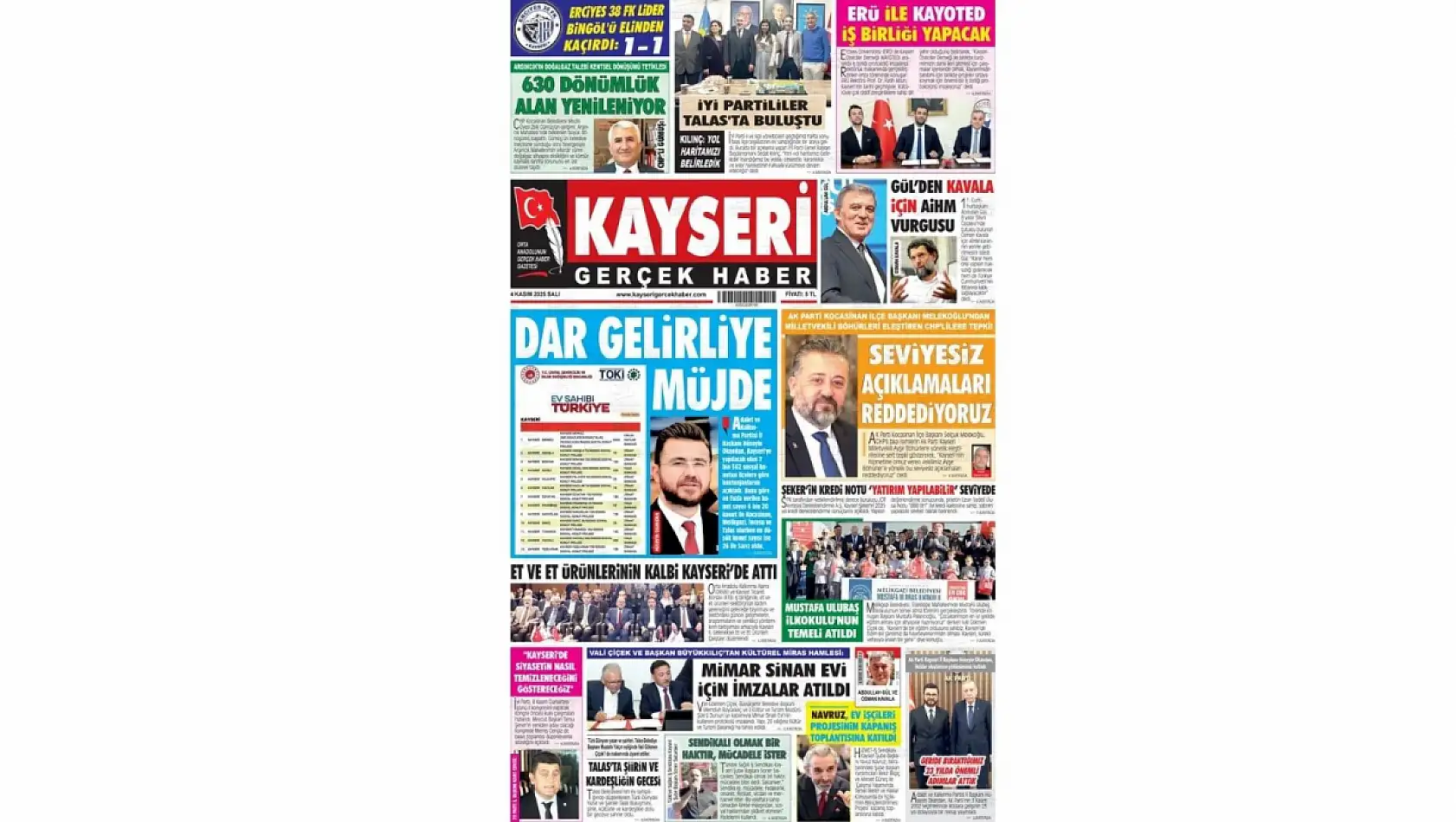Kayseri gazeteleri 4 Kasım Salı gündemi – İşte öne çıkan manşetler!