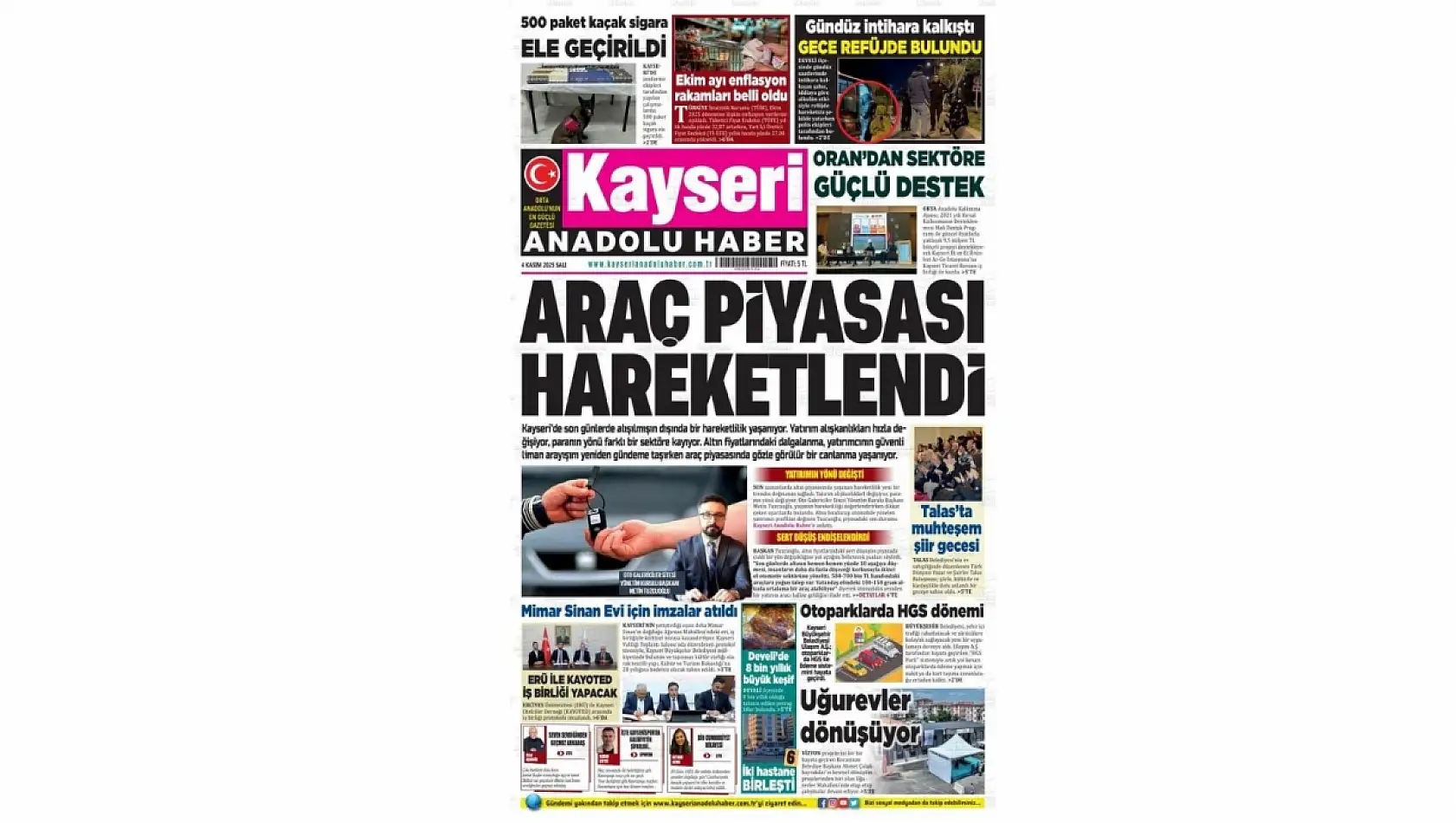 Kayseri gazeteleri 4 Kasım Salı gündemi – İşte öne çıkan manşetler!