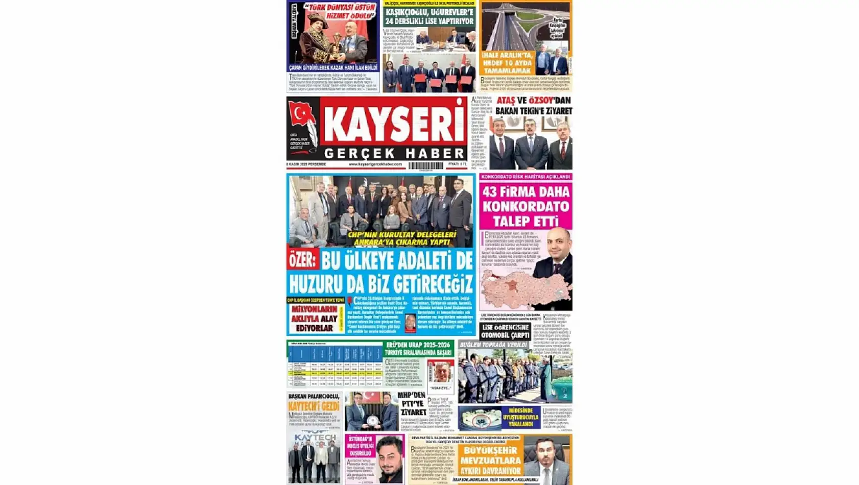 Kayseri gazetelerinde 6 Kasım'da hangi başlıklar gündem oldu?