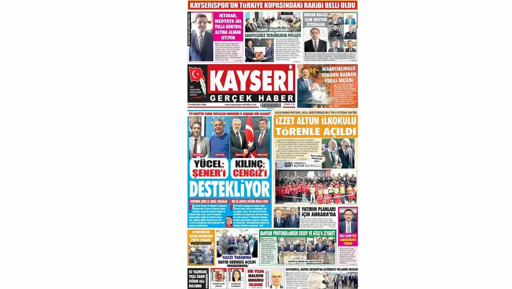 İşte Kayseri Gazetelerinde 7 Kasım Cuma gündemi…