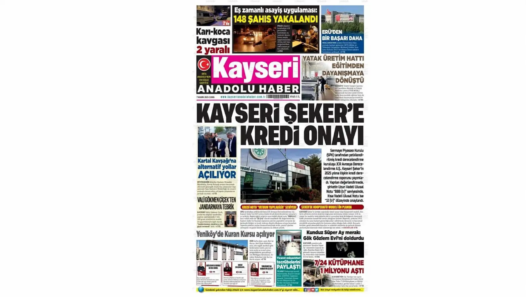 İşte Kayseri Gazetelerinde 7 Kasım Cuma gündemi…