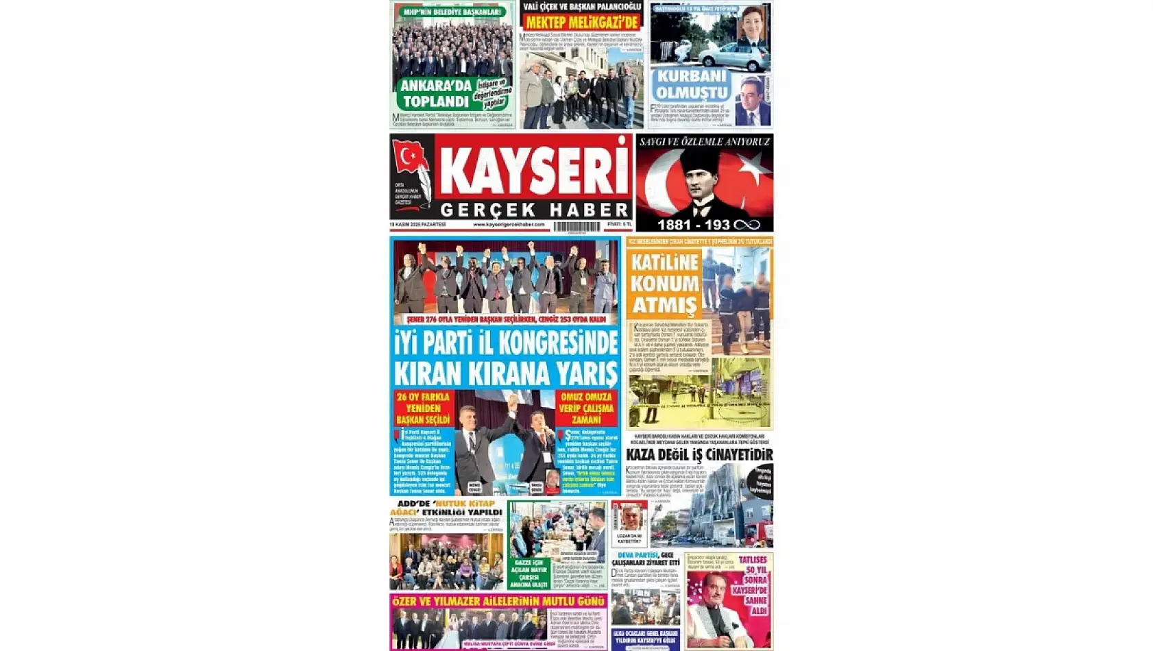 Kayseri gazetelerinde 10 Kasım manşeti ne oldu?  İşte öne çıkan başlıklar!