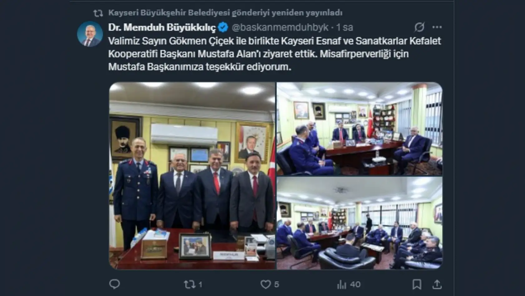 Kayseri'de bugün sosyal medya platformlarında neler paylaşıldı?