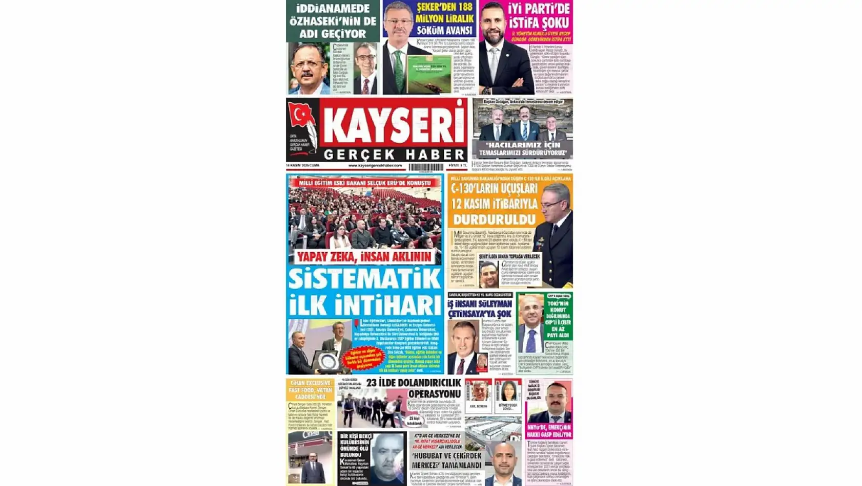 Kayseri gazetelerinde 14 Kasım manşeti ne oldu?  İşte öne çıkan başlıklar!