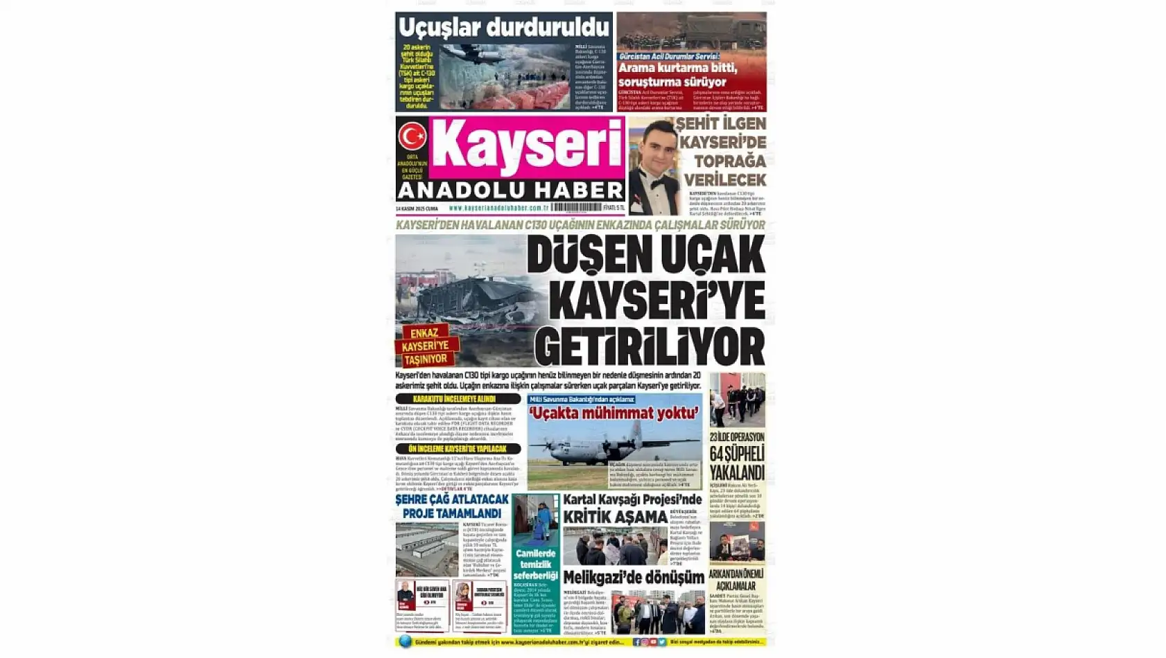 Kayseri gazetelerinde 14 Kasım manşeti ne oldu?  İşte öne çıkan başlıklar!