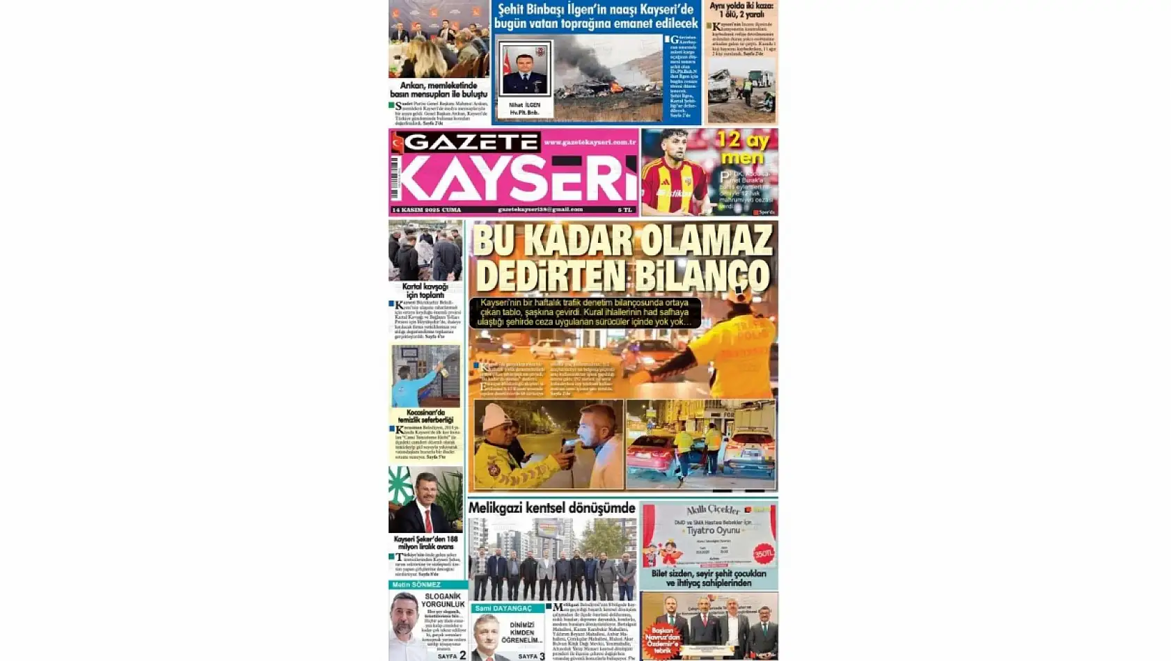 Kayseri gazetelerinde 14 Kasım manşeti ne oldu?  İşte öne çıkan başlıklar!