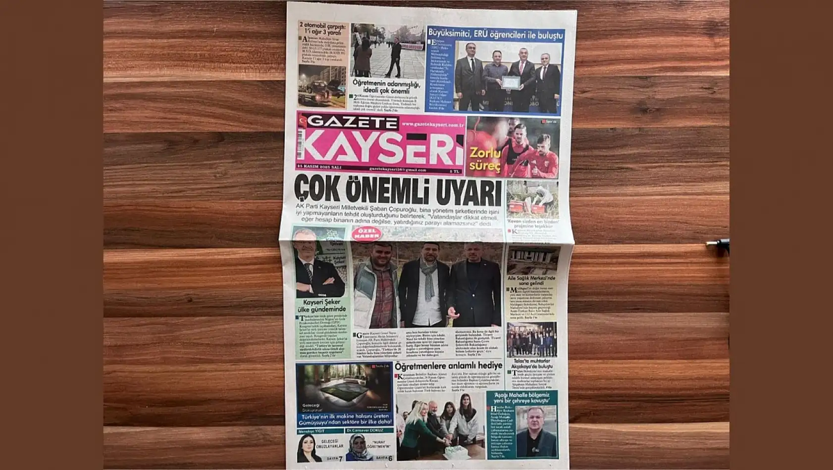 Kayseri gazeteleri 25 Kasım gündemini belirledi: İşte öne çıkan manşetler!