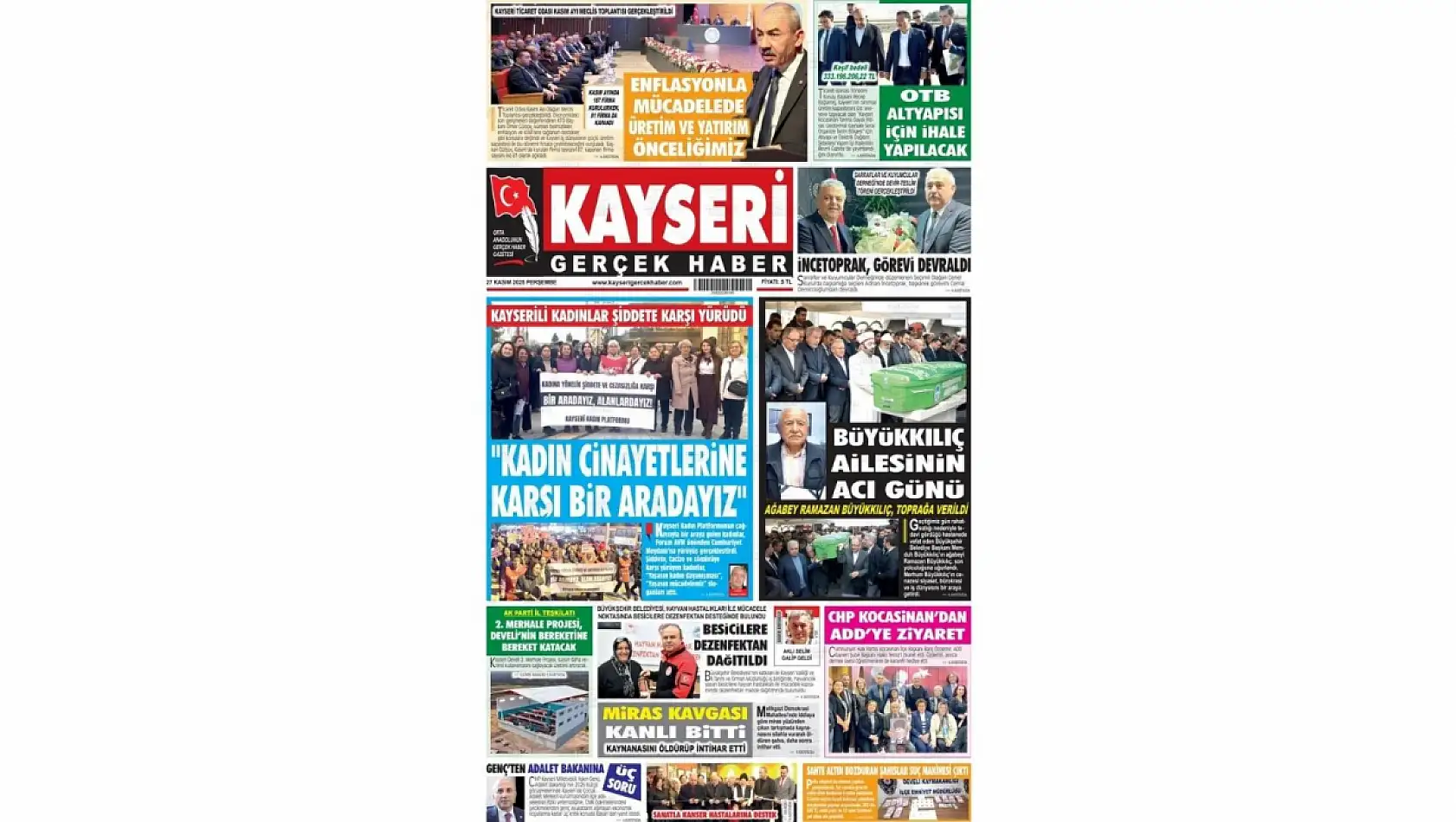 Kayseri gazeteleri 27 Kasım gündemini belirledi: İşte öne çıkan manşetler!