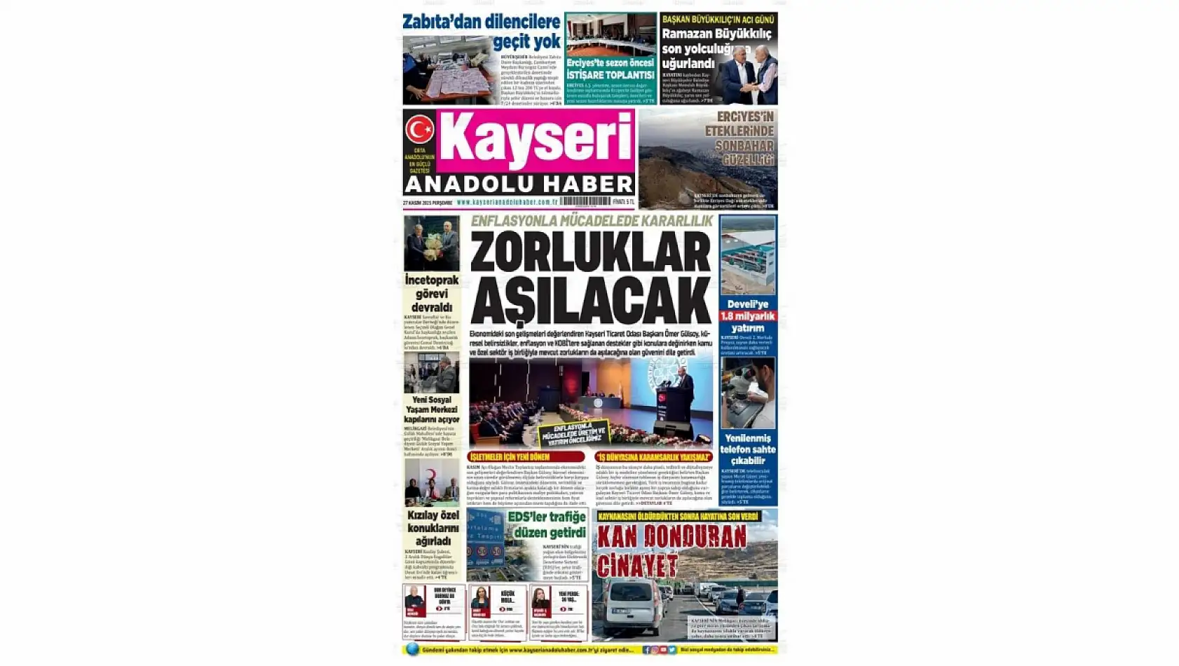 Kayseri gazeteleri 27 Kasım gündemini belirledi: İşte öne çıkan manşetler!