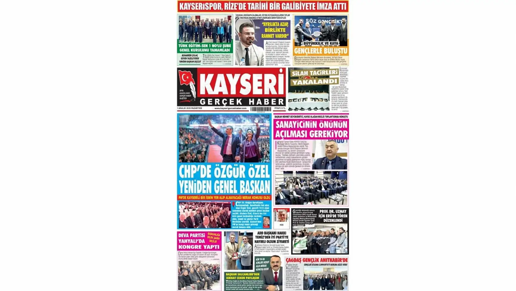 Kayseri Gazetelerinde 1 Aralık Pazartesi günü manşet ne oldu?  İşte öne çıkan başlıklar!