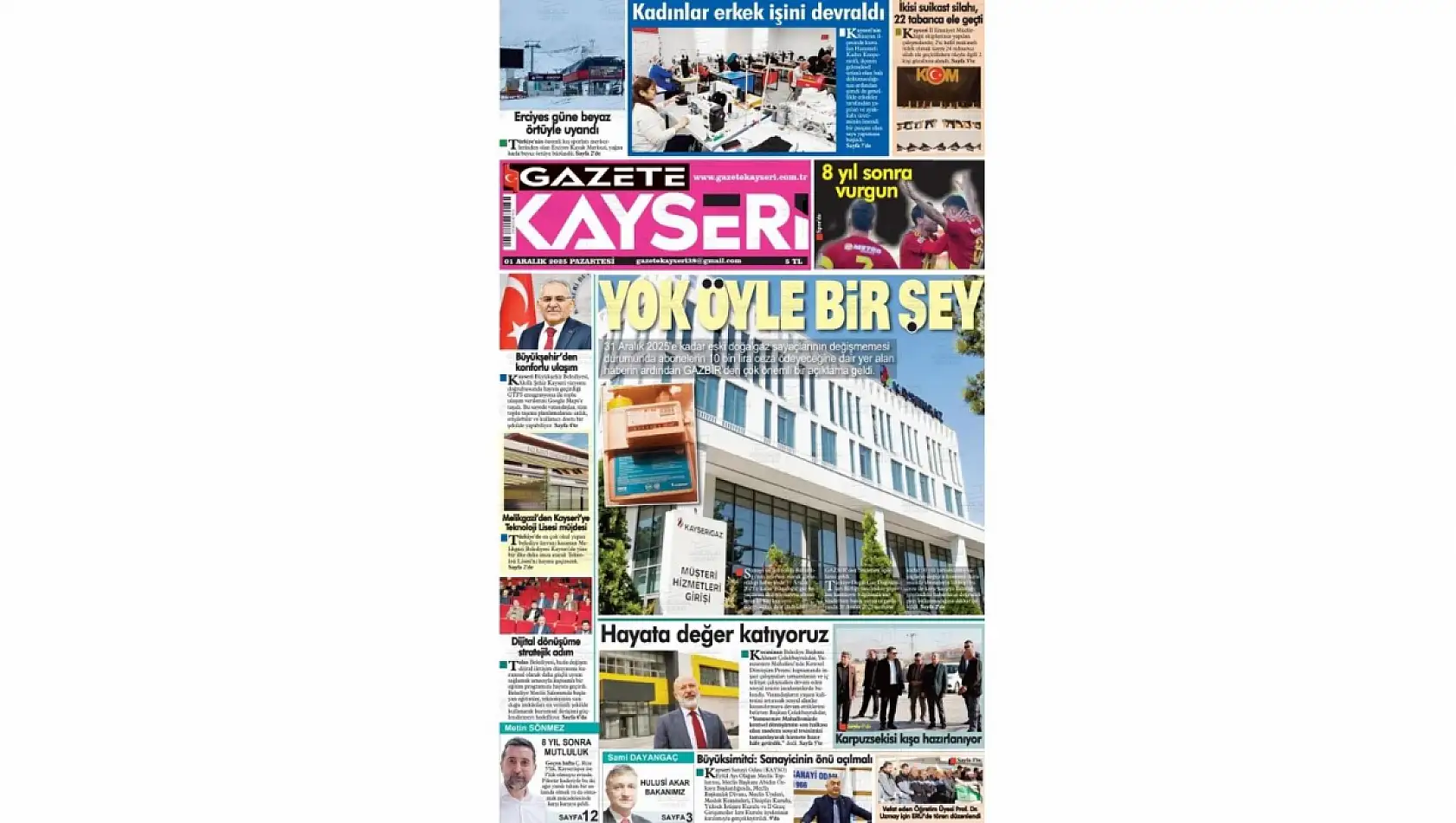 Kayseri Gazetelerinde 1 Aralık Pazartesi günü manşet ne oldu?  İşte öne çıkan başlıklar!