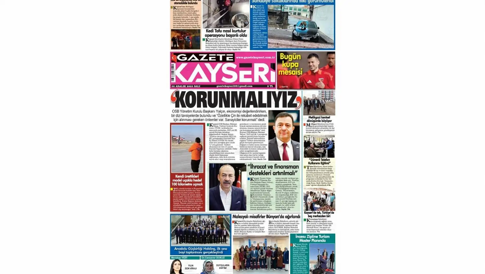 İşte Kayseri Gazetelerinde 2 Aralık Salı gündemi…