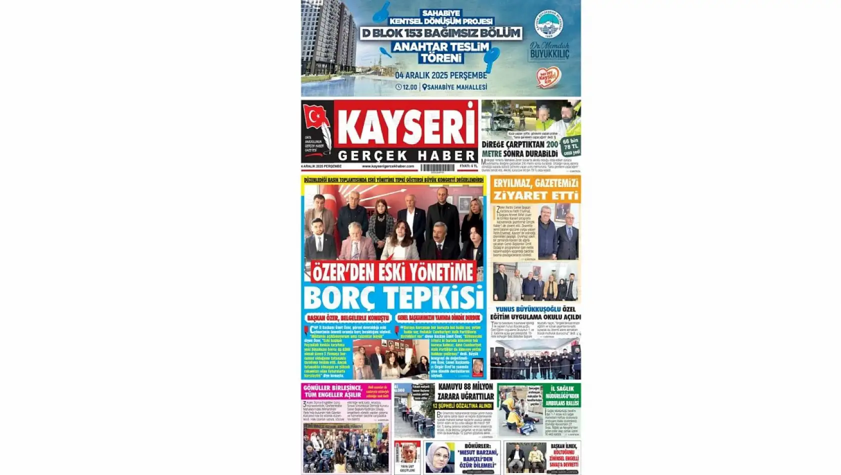 Kayseri Gazetelerinde 4 Aralık Perşembe gündemi – İlaç skandalı ve CHP Kayseri...