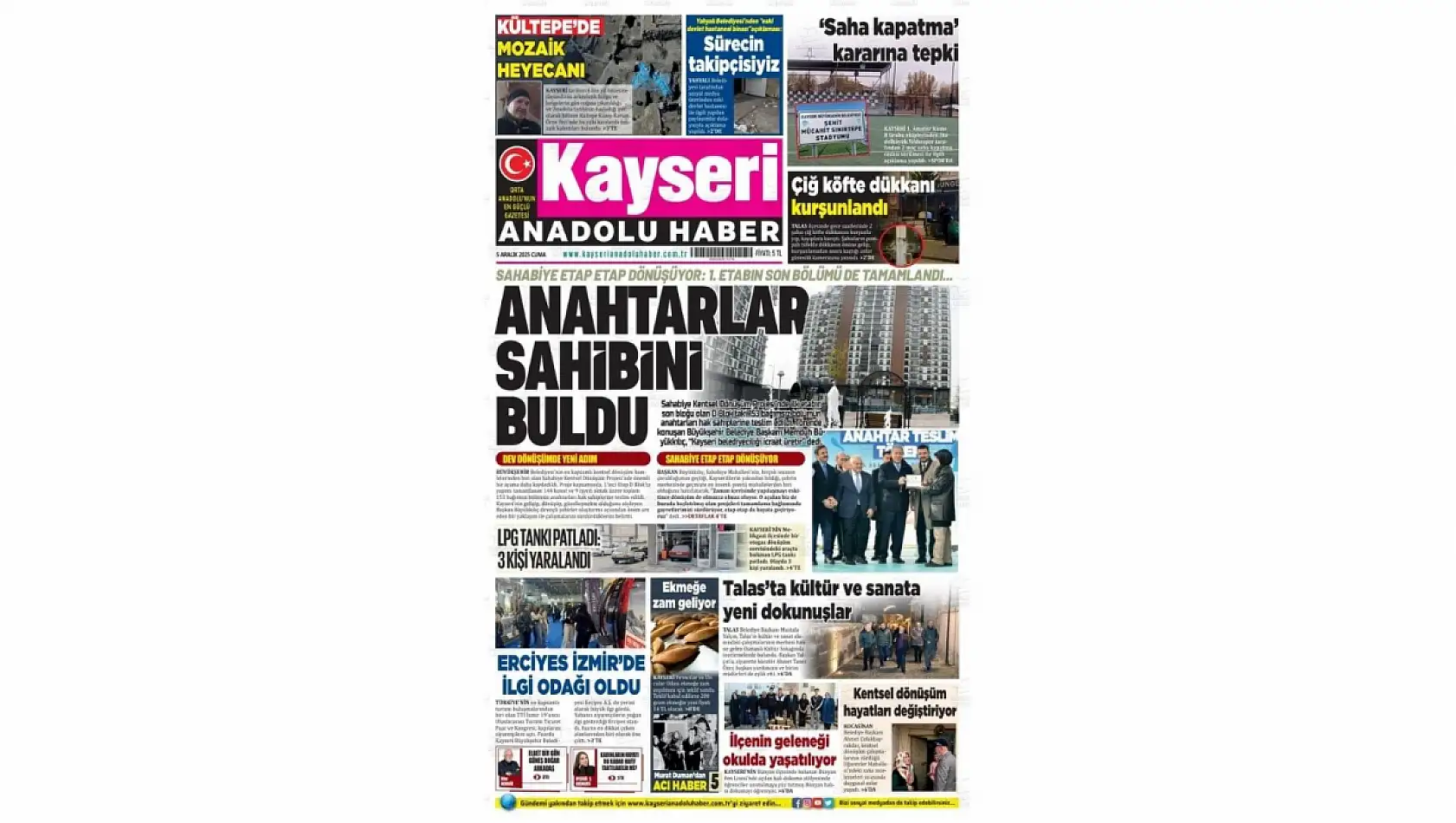 Kayseri gazetelerinde 5 Aralık Cuma günü hangi başlıklar gündem oldu?