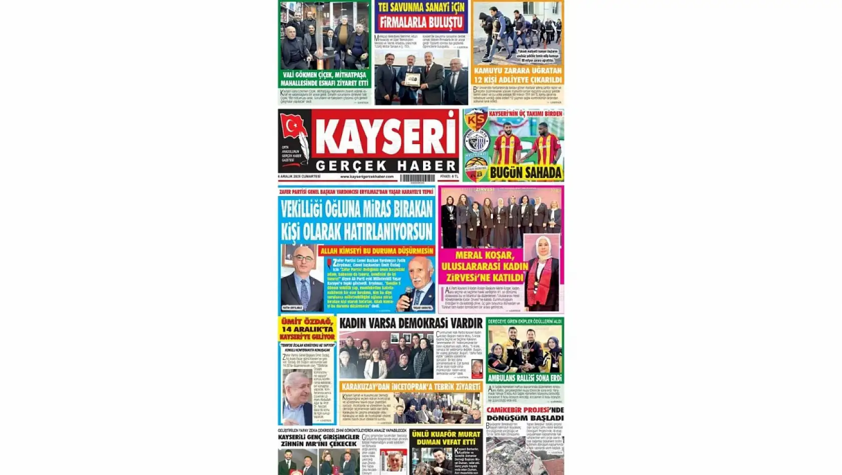 Kayseri gazetelerinde 6 Aralık manşeti ne oldu?  İşte öne çıkan başlıklar!