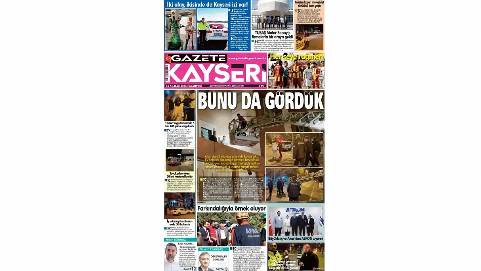 Kayseri gazetelerinde 8 Aralık Pazartesi günü manşet ne oldu?  İşte öne çıkan başlıklar!