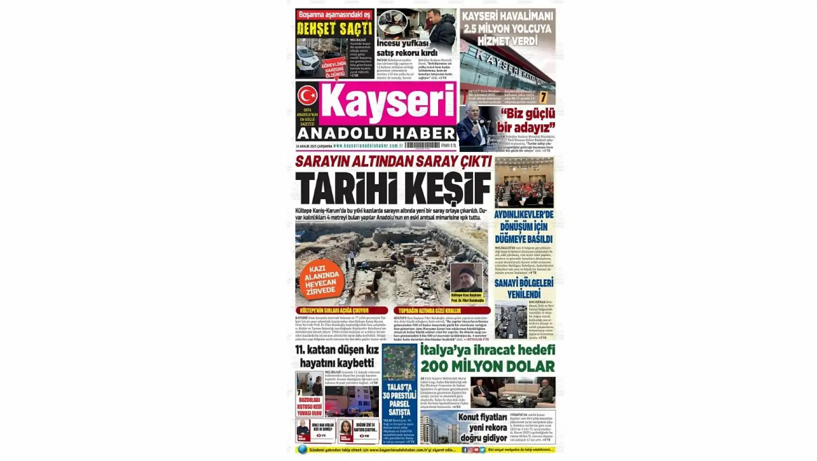 Kayseri gazetelerinde 10 Aralık manşeti ne oldu?  İşte öne çıkan başlıklar!