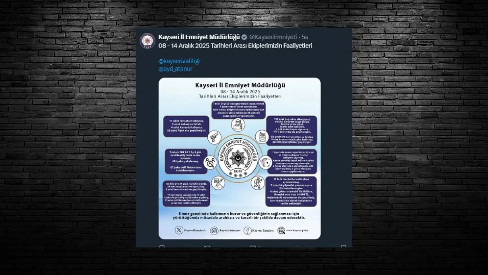 Sosyal medyada öne çıkan Kayseri paylaşımları (15 Aralık)