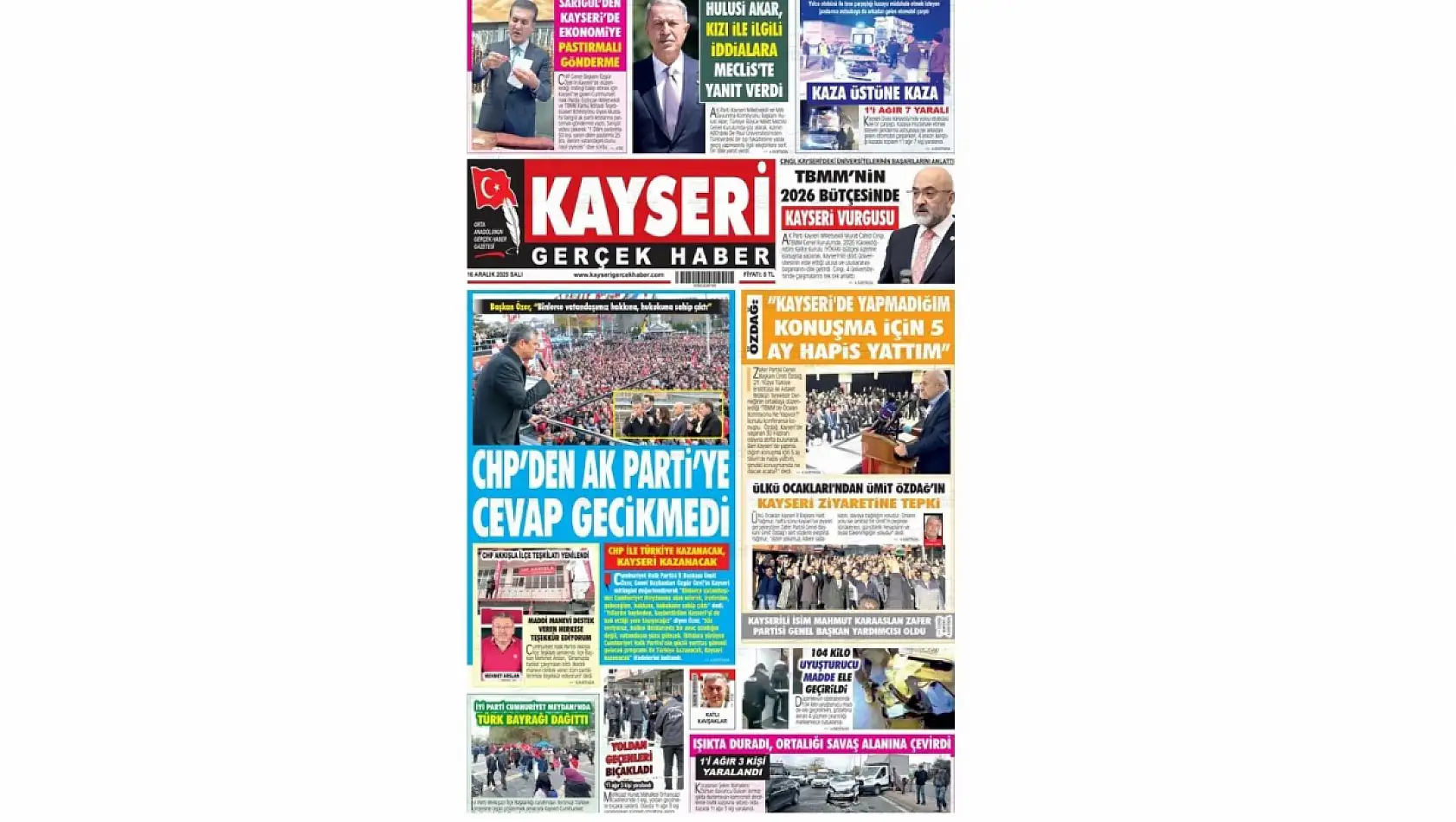 Kayseri gazetelerinde 16 Aralık manşeti ne oldu?  İşte öne çıkan başlıklar!