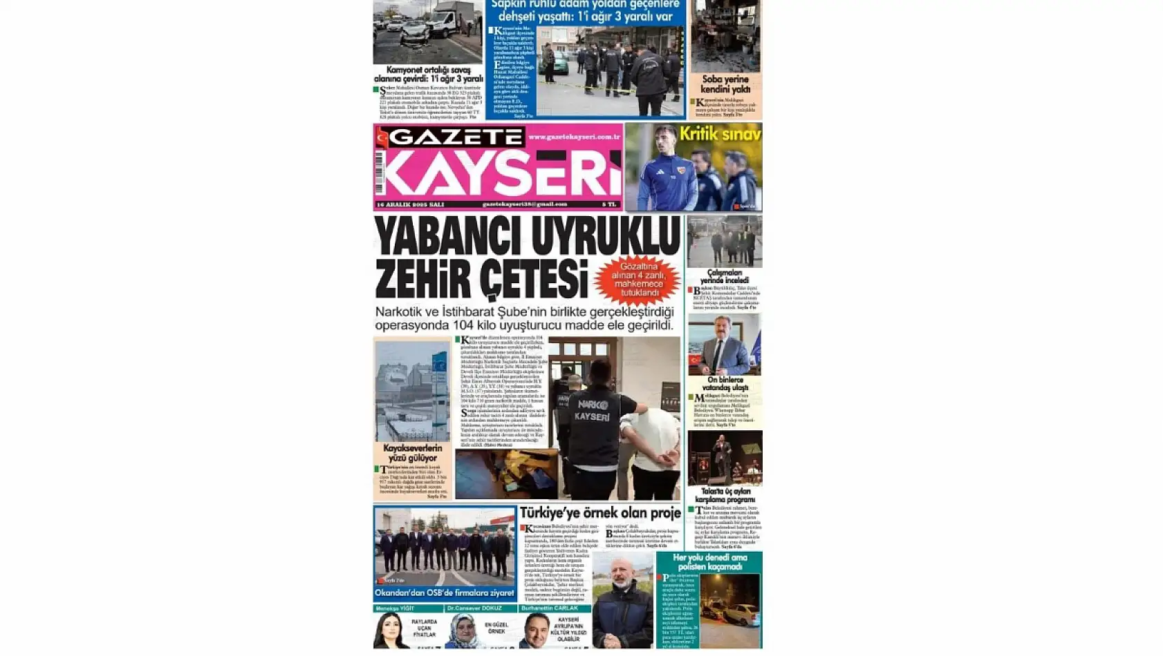 Kayseri gazetelerinde 16 Aralık manşeti ne oldu?  İşte öne çıkan başlıklar!