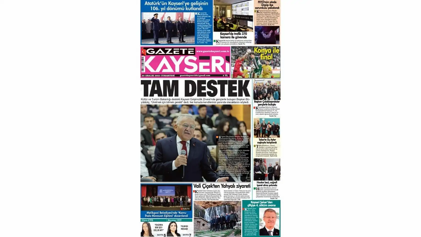 Kayseri yerel gazeteleri 20 Aralık hangi manşetlerle çıktı?