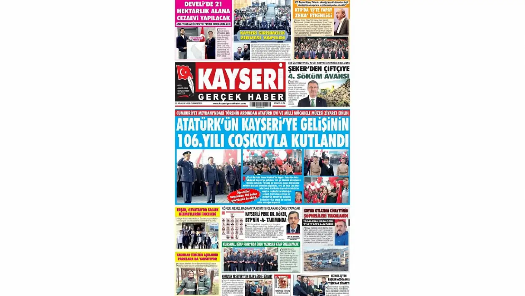 Kayseri yerel gazeteleri 20 Aralık hangi manşetlerle çıktı?