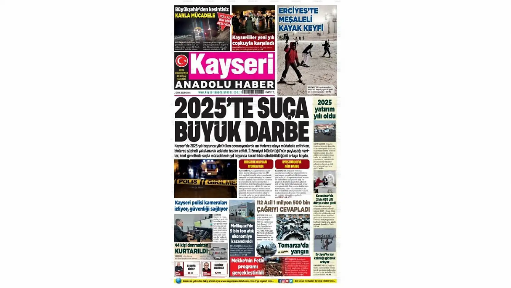 Kayseri gazetelerinde 2 Ocak Cuma günü hangi başlıklar gündem oldu?