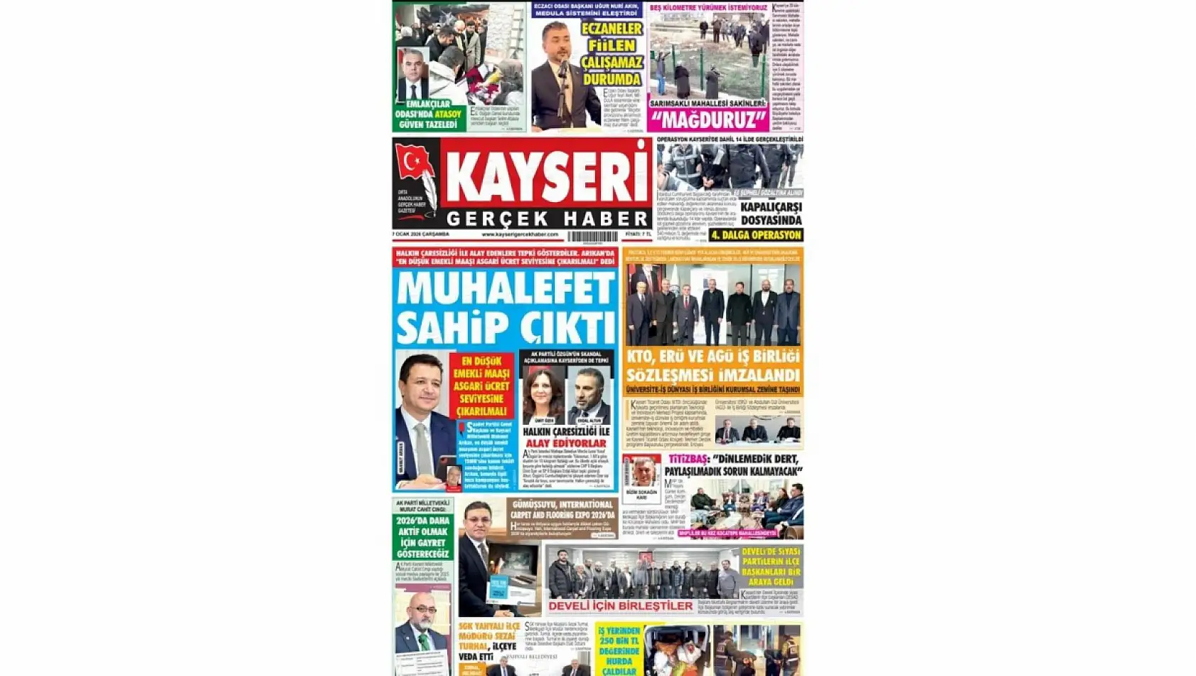 İşte Kayseri Gazetelerinde 7 Ocak Çarşamba gündemi…