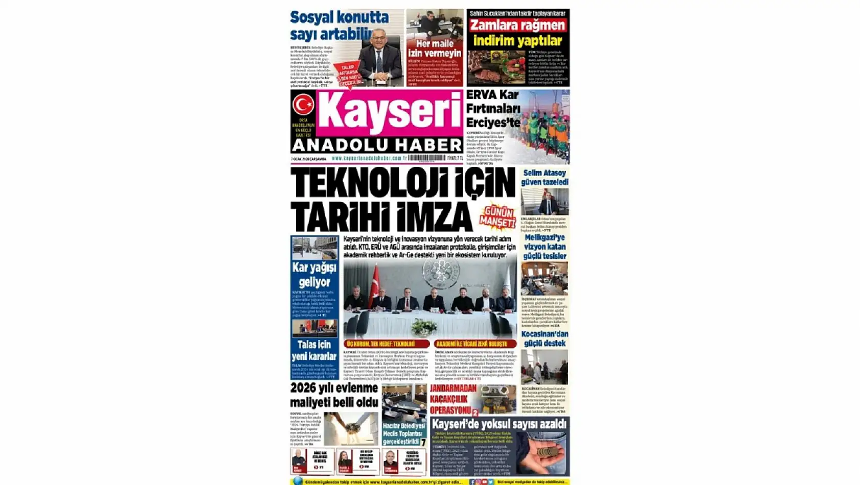 İşte Kayseri Gazetelerinde 7 Ocak Çarşamba gündemi…
