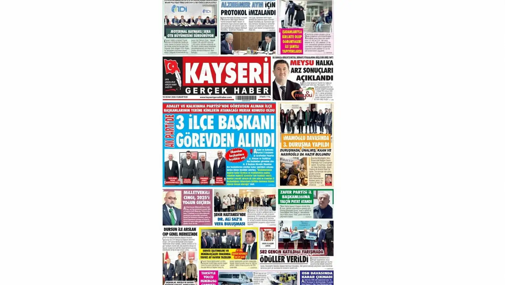 Kayseri Gazetelerinde 10 Ocak Cumartesi gündemi – Alzheimer Merkezi ve AK Parti Kayseri...