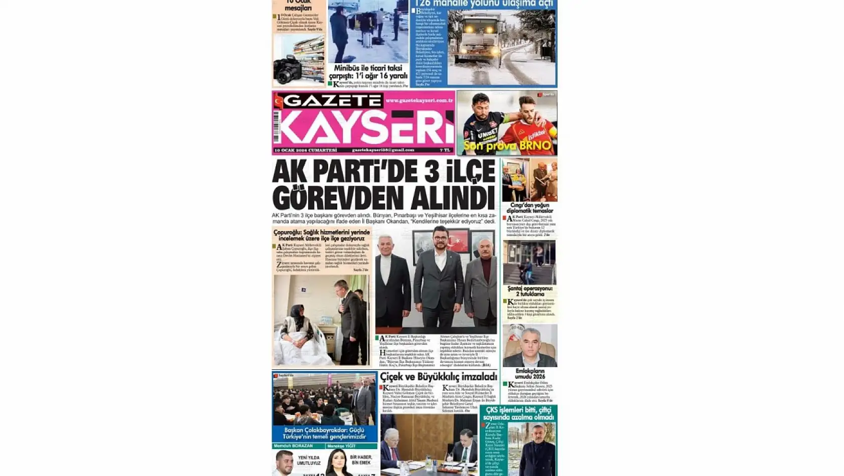 Kayseri Gazetelerinde 10 Ocak Cumartesi gündemi – Alzheimer Merkezi ve AK Parti Kayseri...