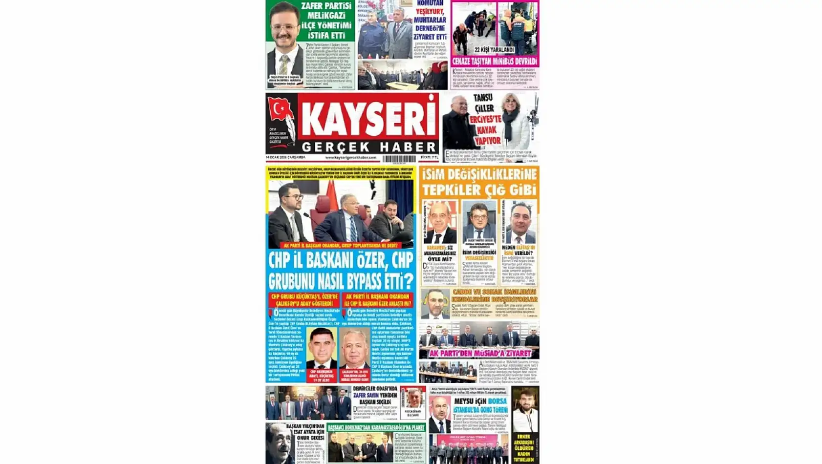 İşte Kayseri Gazetelerinde 14 Ocak Çarşamba gündemi…