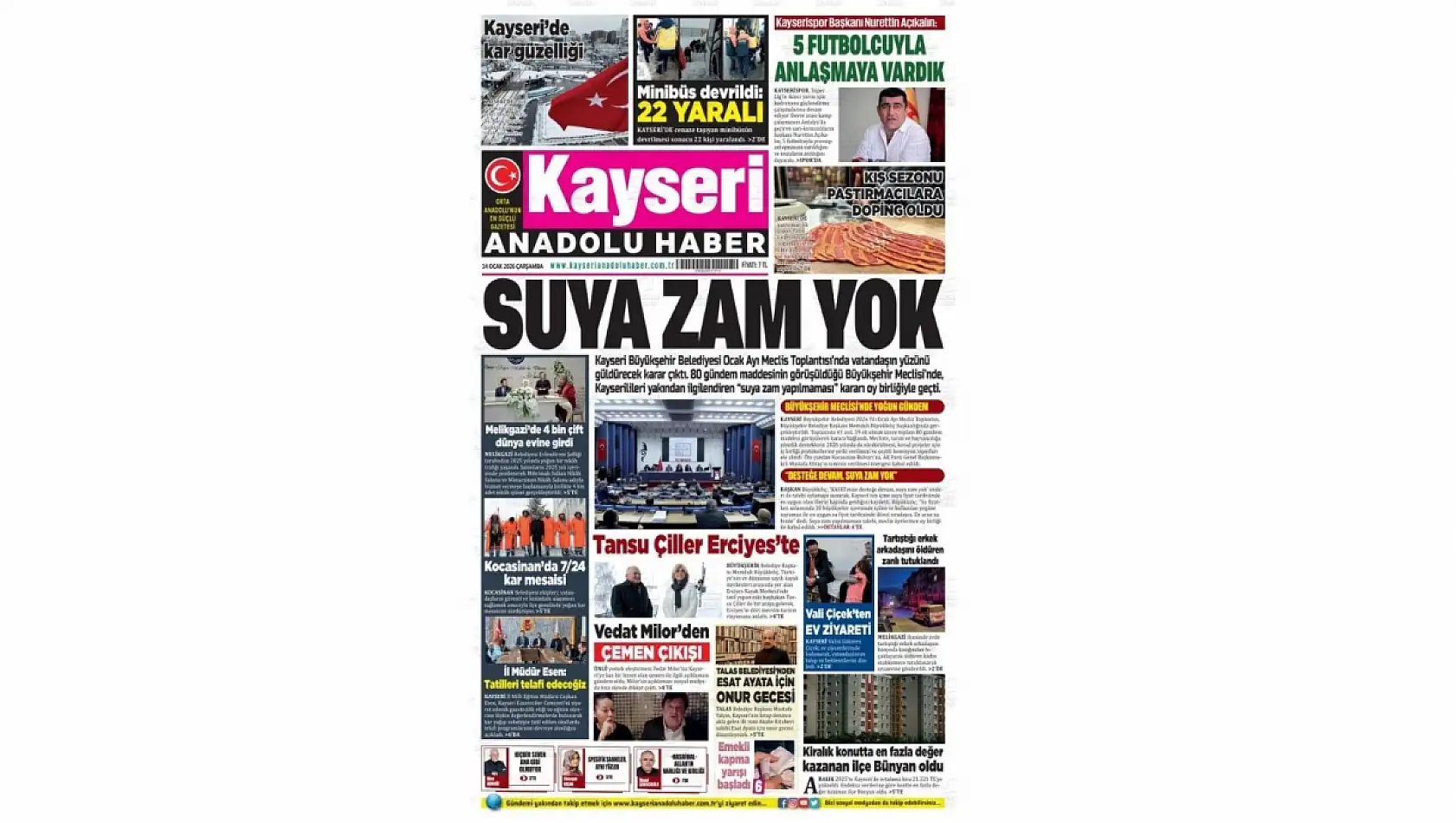 İşte Kayseri Gazetelerinde 14 Ocak Çarşamba gündemi…