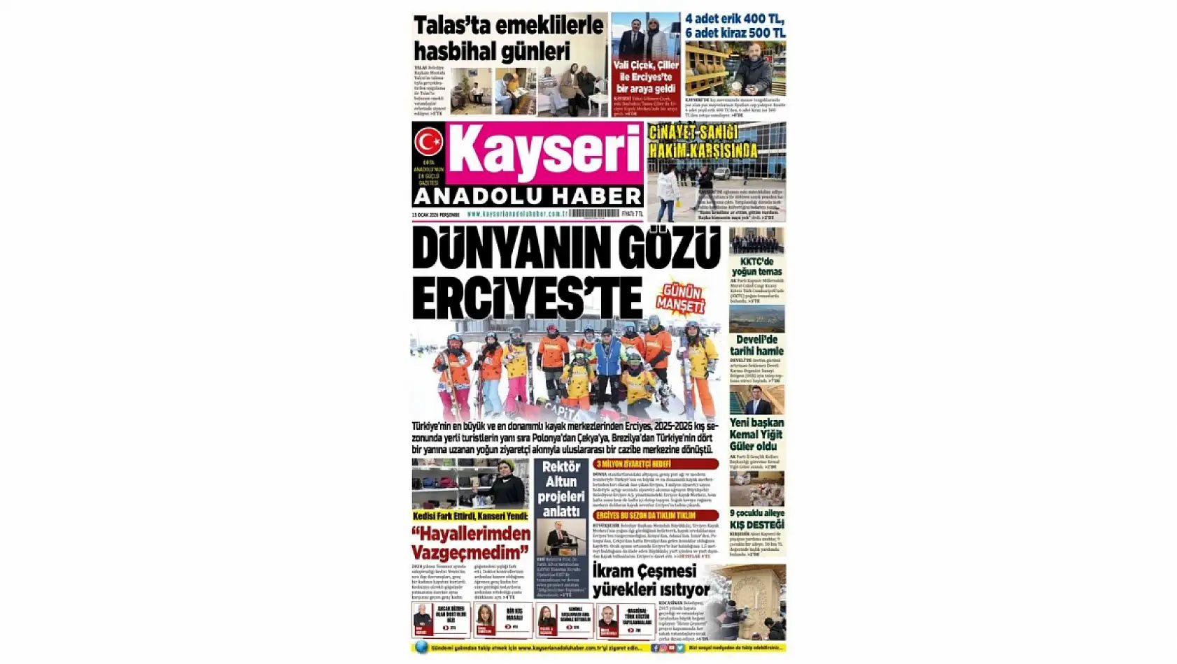 Kayseri gazetelerinde 15 Ocak manşeti ne oldu?  İşte öne çıkan başlıklar!