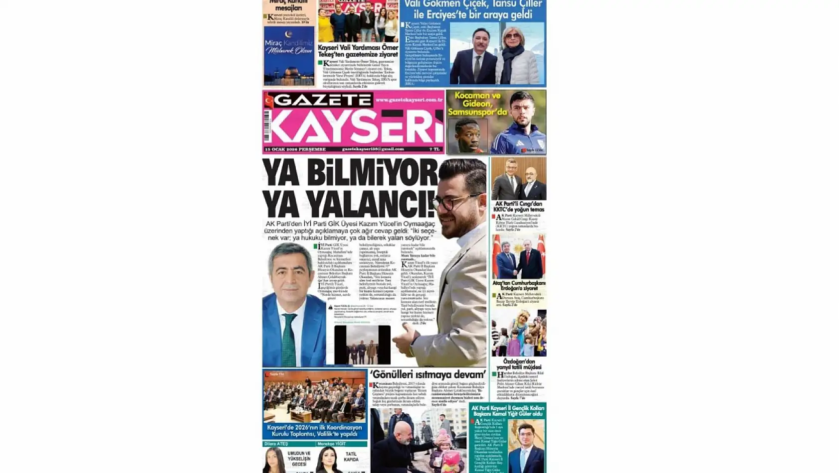 Kayseri gazetelerinde 15 Ocak manşeti ne oldu?  İşte öne çıkan başlıklar!