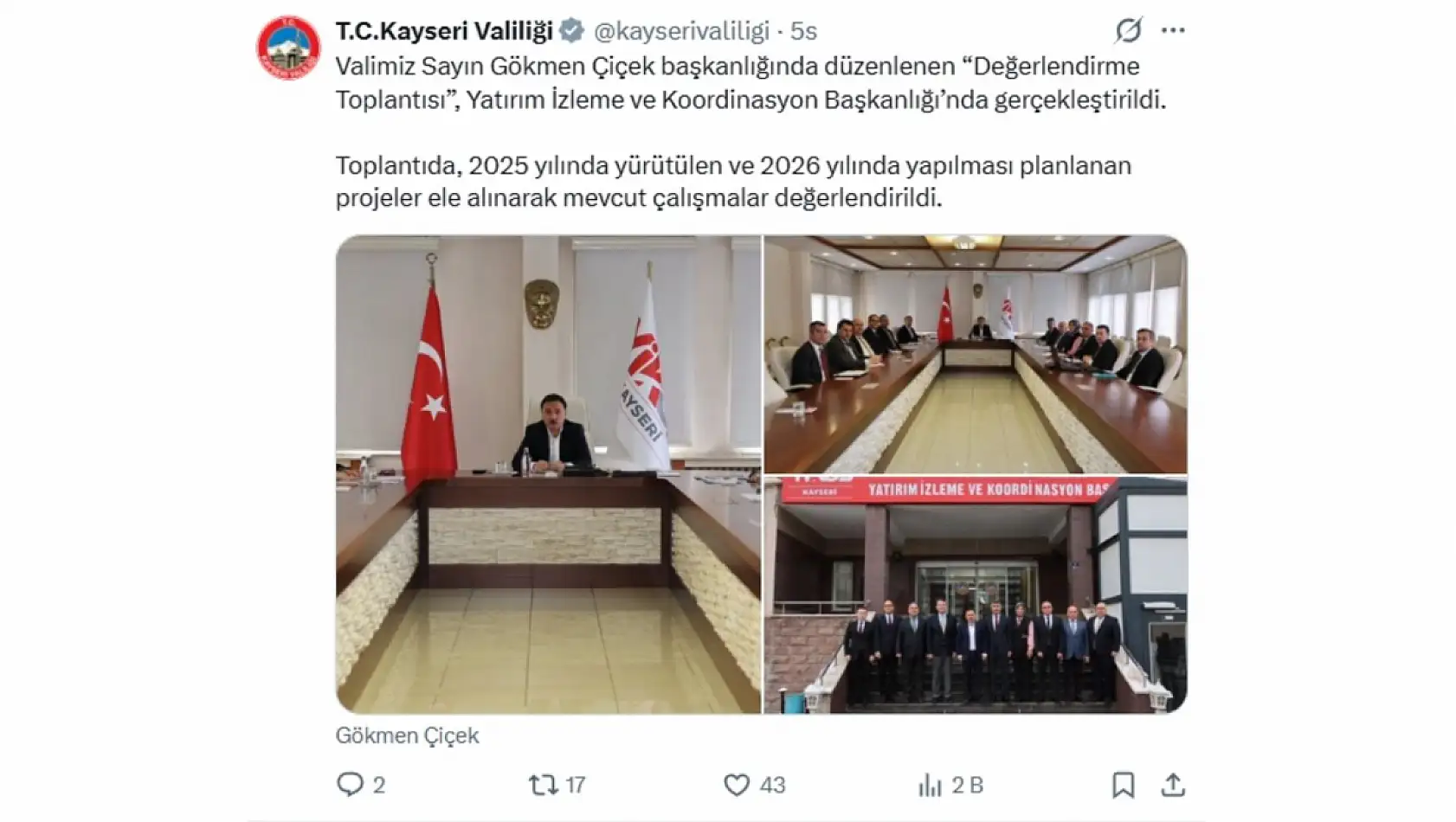 Sosyal medyadan kısa kısa Kayseri - 15 Ocak Perşembe