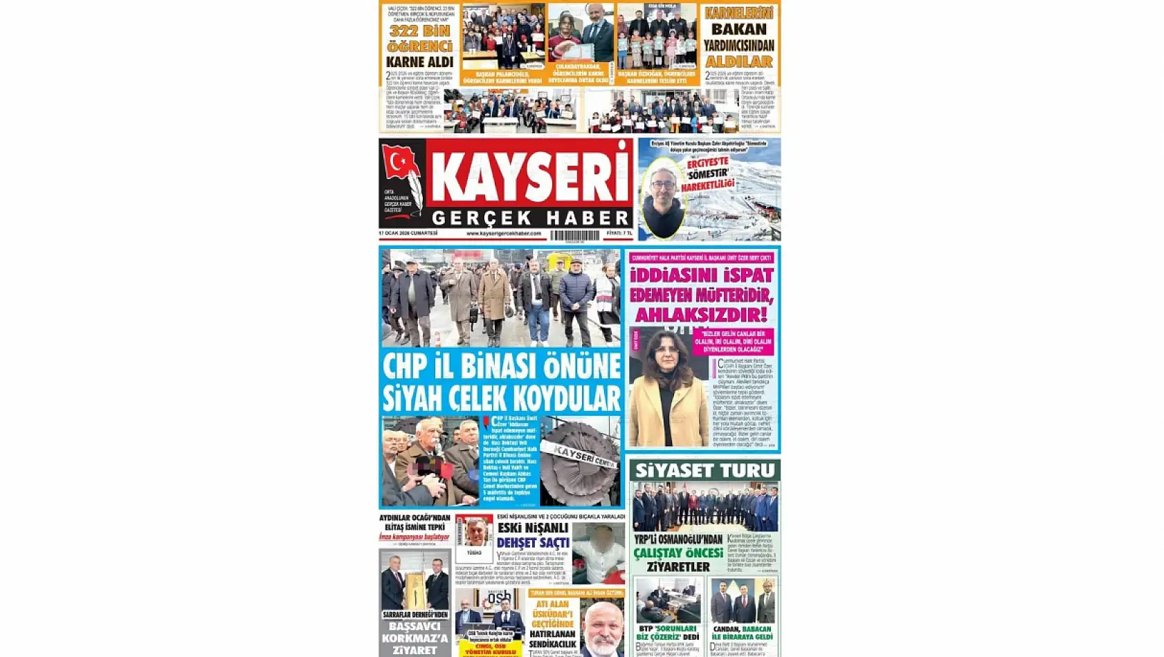 İşte Kayseri Gazetelerinde 17 Ocak Cumartesi gündemi…