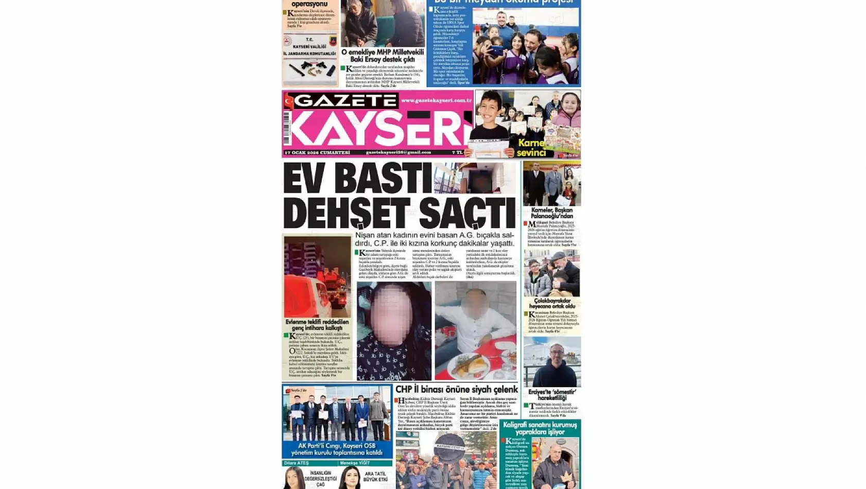 İşte Kayseri Gazetelerinde 17 Ocak Cumartesi gündemi…