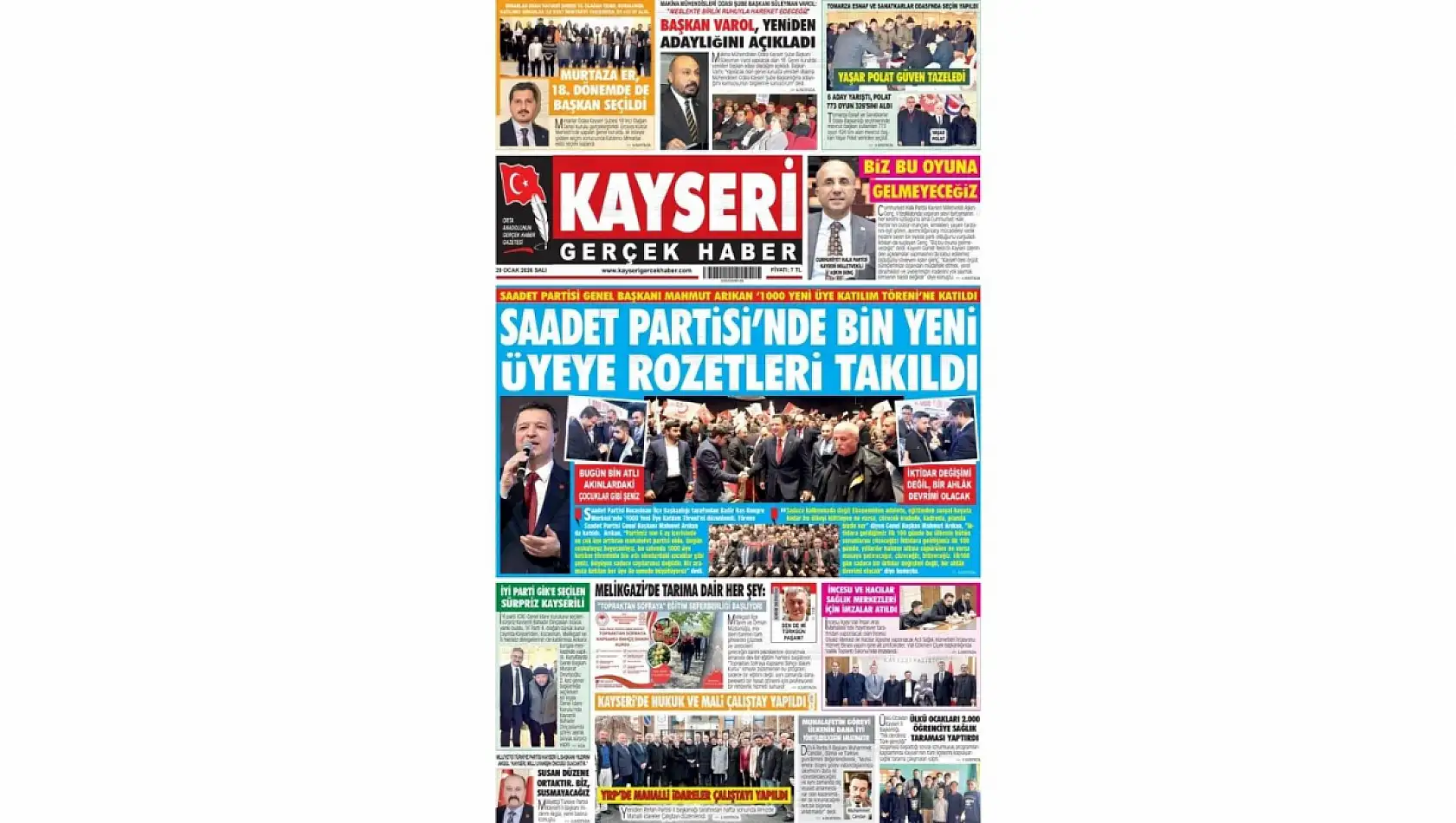 İşte Kayseri Gazetelerinde 20 Ocak Salı gündemi…