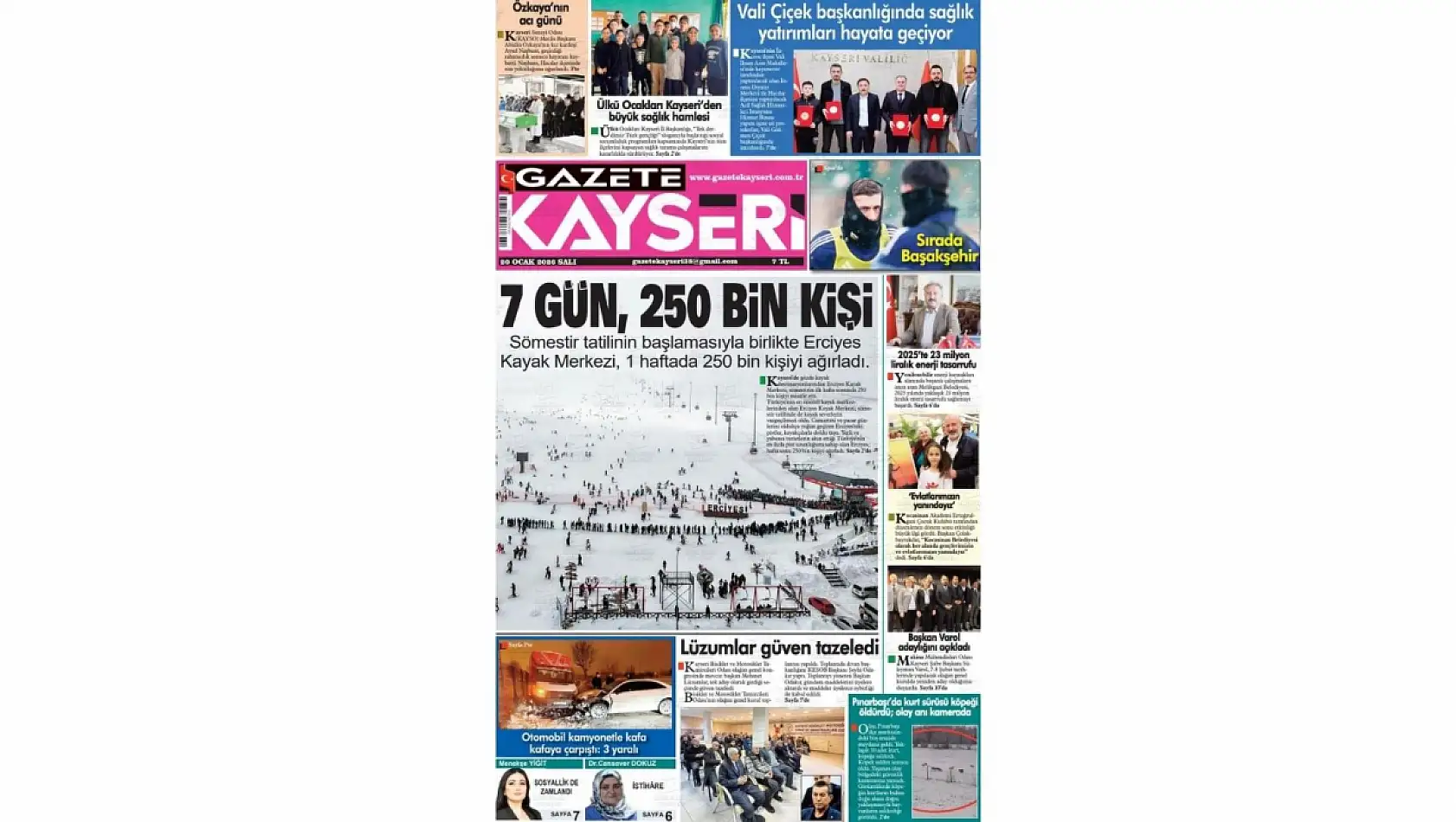 İşte Kayseri Gazetelerinde 20 Ocak Salı gündemi…