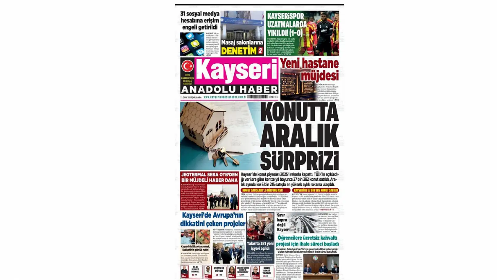 Kayseri gazetelerinde 21 Ocak manşeti ne oldu?  İşte öne çıkan başlıklar!