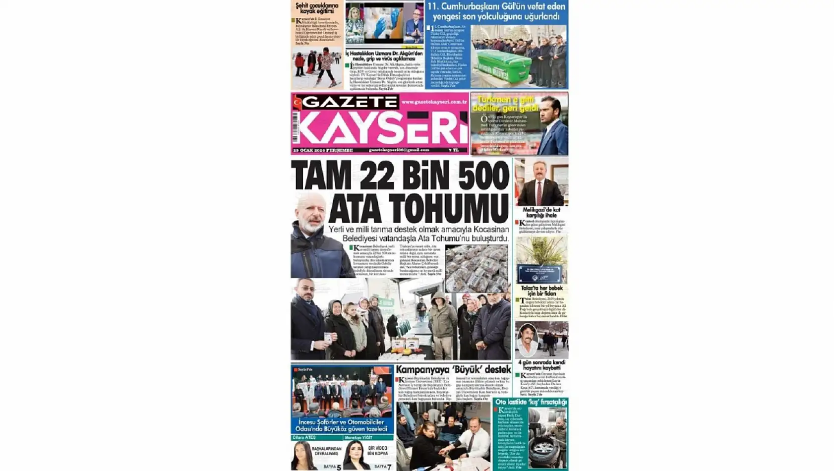 Kayseri gazetelerinde 29 Ocak Perşembe günü hangi başlıklar gündem oldu?