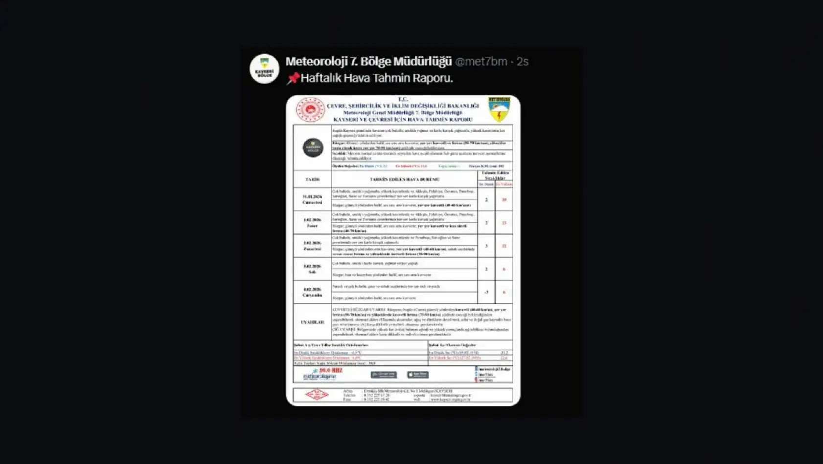 Kayseri sosyal medyadan kısa kısa - 30 Ocak 2026