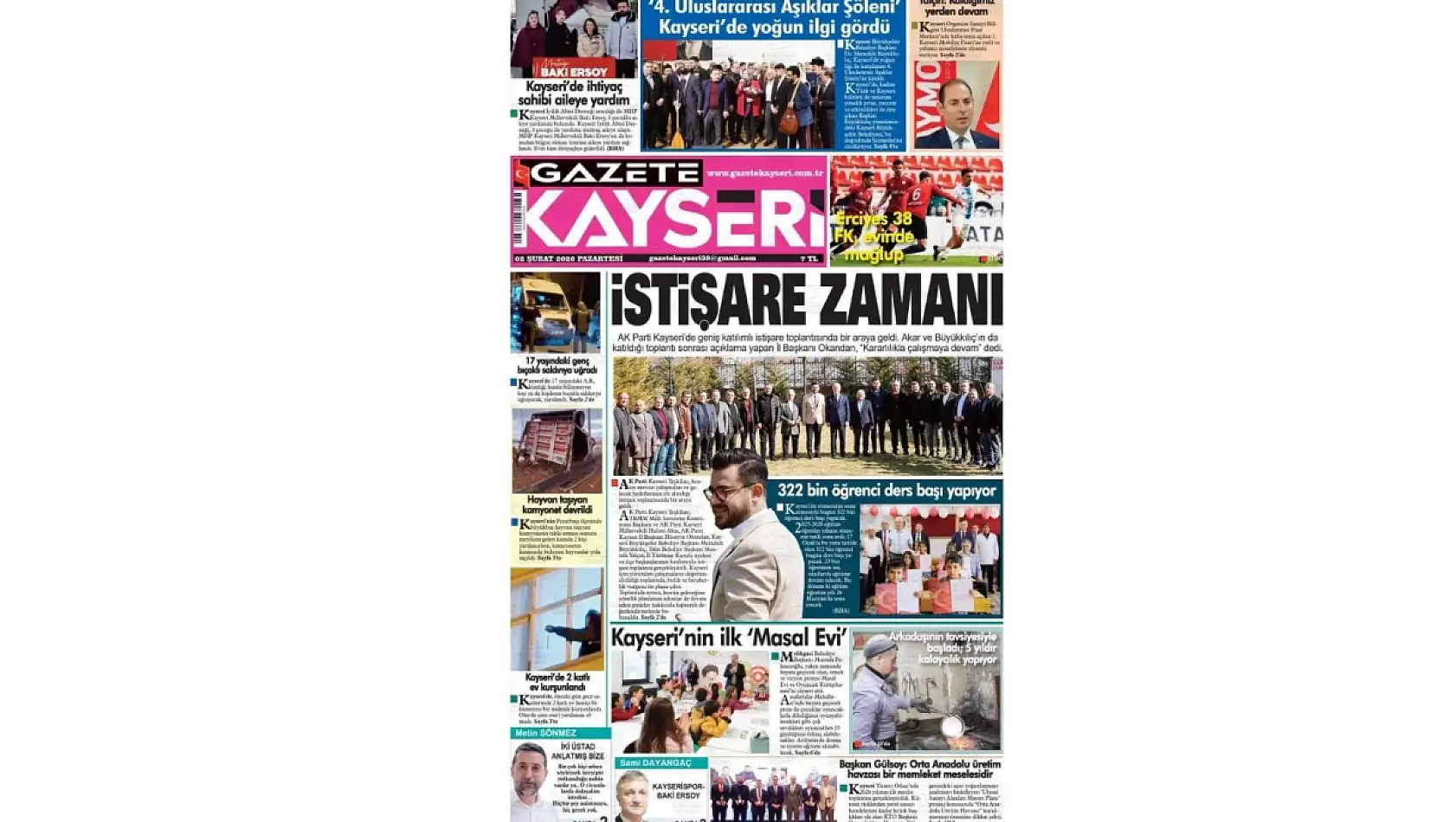 İşte Kayseri Gazetelerinde 2 Şubat Pazartesi gündemi…