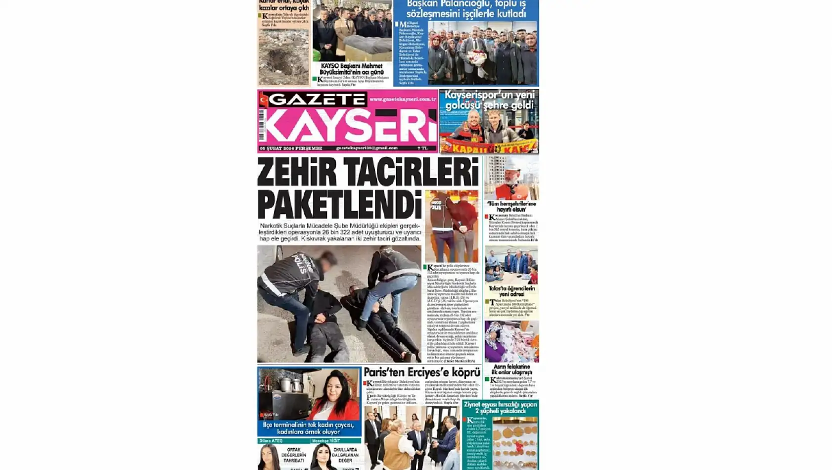 İşte Kayseri Gazetelerinde 5 Şubat Perşembe gündemi…