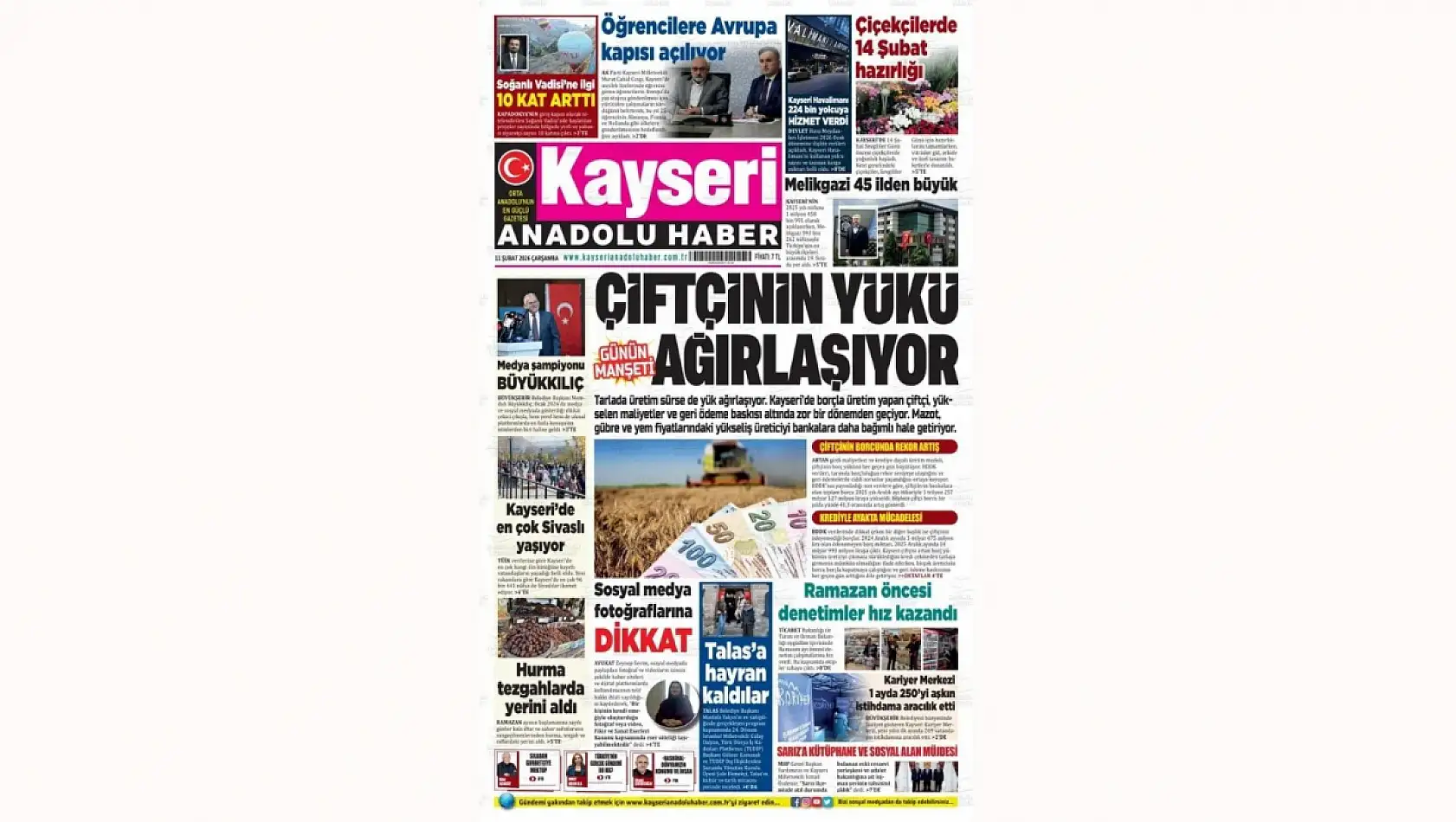 İşte Kayseri Gazetelerinde 11 Şubat Çarşamba gündemi…