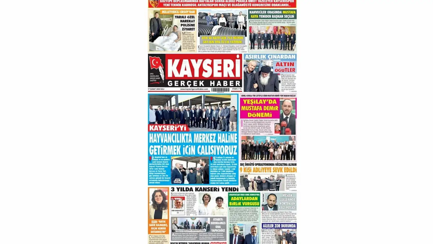 İşte Kayseri Gazetelerinde 17 Şubat Salı gündemi…